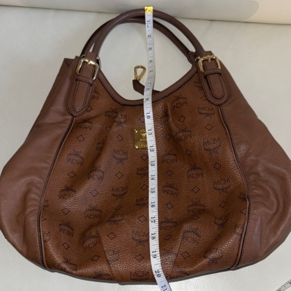 MCM Visetos Brown Leather Hobo Bag With COA - Picture 14 of 16